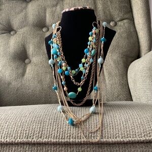 Elegant Gold and Turquoise Beaded Necklace